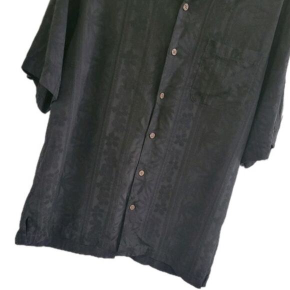 Tommy Bahama 100% Silk Button Down Shirt Men's L Black Floral Hawaiian Resort - Picture 3 of 8